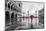 Italy, Veneto, Venice. Woman with Red Umbrella in Front of Doges Palace with Acqua Alta (Mr)-Matteo Colombo-Mounted Photographic Print