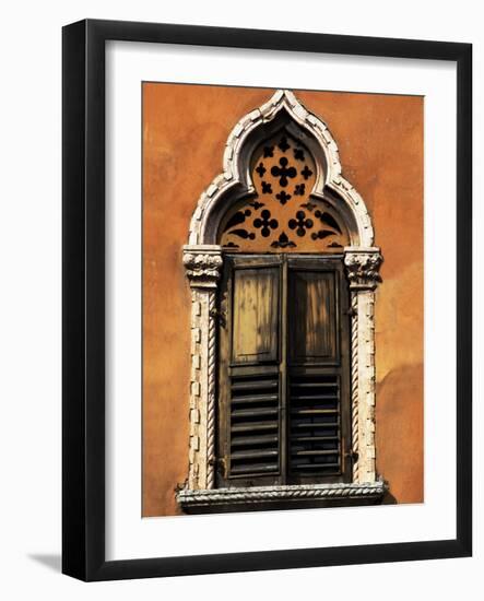 Italy, Veneto, Verona, Western Europe, a Tpical Pointed Window from the Veneto Region-Ken Scicluna-Framed Photographic Print