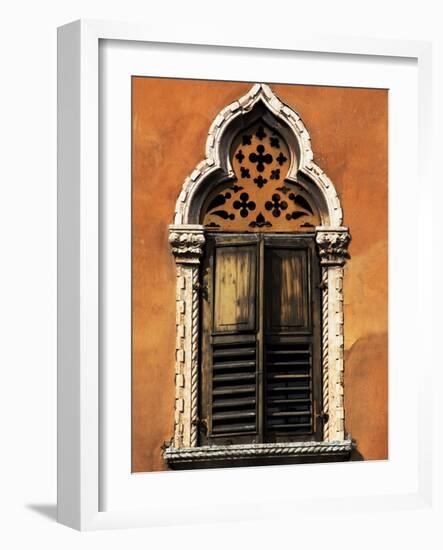 Italy, Veneto, Verona, Western Europe, a Tpical Pointed Window from the Veneto Region-Ken Scicluna-Framed Photographic Print