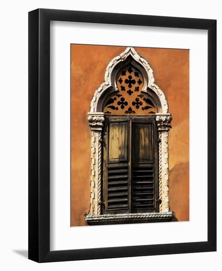 Italy, Veneto, Verona, Western Europe, a Tpical Pointed Window from the Veneto Region-Ken Scicluna-Framed Photographic Print