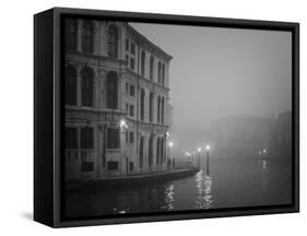 Italy, Venice. Building with Grand Canal on Foggy Morning-Bill Young-Framed Stretched Canvas