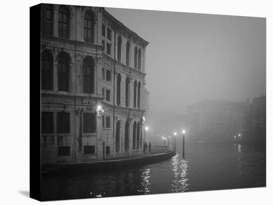 Italy, Venice. Building with Grand Canal on Foggy Morning-Bill Young-Stretched Canvas