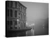 Italy, Venice. Building with Grand Canal on Foggy Morning-Bill Young-Stretched Canvas