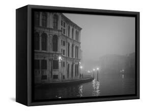 Italy, Venice. Building with Grand Canal on Foggy Morning-Bill Young-Framed Stretched Canvas