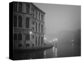 Italy, Venice. Building with Grand Canal on Foggy Morning-Bill Young-Stretched Canvas