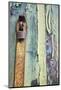 Italy, Venice, Burano Island. Patterns of peeling paint and padlock on old wooden doors.-Julie Eggers-Mounted Photographic Print