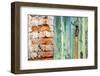 Italy, Venice, Burano Island. Patterns of peeling paint on old wooden doors.-Julie Eggers-Framed Photographic Print