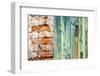 Italy, Venice, Burano Island. Patterns of peeling paint on old wooden doors.-Julie Eggers-Framed Photographic Print