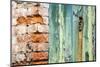 Italy, Venice, Burano Island. Patterns of peeling paint on old wooden doors.-Julie Eggers-Mounted Photographic Print