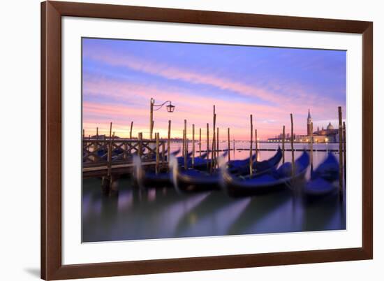 Italy, Venice. Gondolas Moored on Riva Degli Schiavoni at Sunrise-Matteo Colombo-Framed Photographic Print