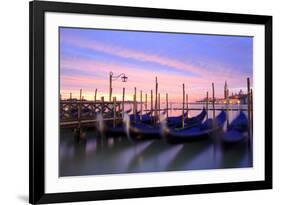 Italy, Venice. Gondolas Moored on Riva Degli Schiavoni at Sunrise-Matteo Colombo-Framed Photographic Print