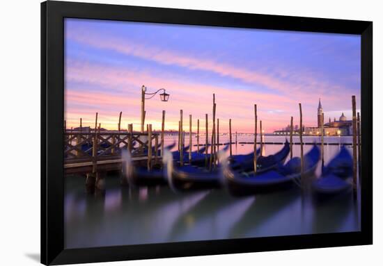 Italy, Venice. Gondolas Moored on Riva Degli Schiavoni at Sunrise-Matteo Colombo-Framed Photographic Print