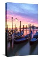 Italy, Venice. Gondolas Moored on Riva Degli Schiavoni at Sunrise-Matteo Colombo-Stretched Canvas