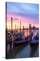Italy, Venice. Gondolas Moored on Riva Degli Schiavoni at Sunrise-Matteo Colombo-Stretched Canvas