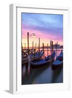 Italy, Venice. Gondolas Moored on Riva Degli Schiavoni at Sunrise-Matteo Colombo-Framed Photographic Print