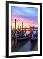 Italy, Venice. Gondolas Moored on Riva Degli Schiavoni at Sunrise-Matteo Colombo-Framed Photographic Print