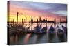 Italy, Venice. Gondolas Moored on Riva Degli Schiavoni at Sunrise-Matteo Colombo-Stretched Canvas