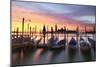 Italy, Venice. Gondolas Moored on Riva Degli Schiavoni at Sunrise-Matteo Colombo-Mounted Photographic Print