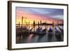 Italy, Venice. Gondolas Moored on Riva Degli Schiavoni at Sunrise-Matteo Colombo-Framed Photographic Print