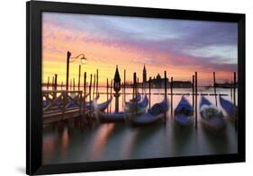 Italy, Venice. Gondolas Moored on Riva Degli Schiavoni at Sunrise-Matteo Colombo-Framed Photographic Print