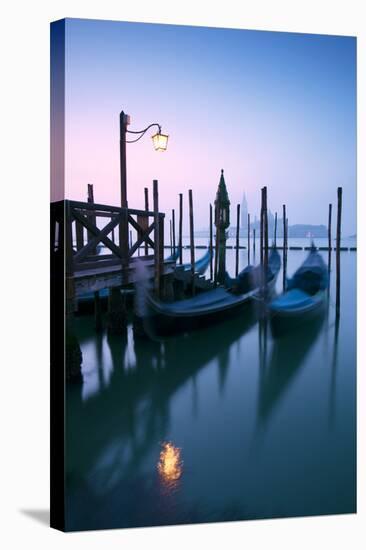 Italy, Venice. Gondolas Moored on Riva Degli Schiavoni at Sunrise-Matteo Colombo-Stretched Canvas