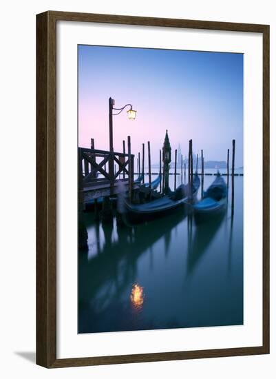 Italy, Venice. Gondolas Moored on Riva Degli Schiavoni at Sunrise-Matteo Colombo-Framed Photographic Print