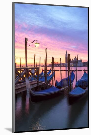 Italy, Venice. Gondolas Moored on Riva Degli Schiavoni at Sunrise-Matteo Colombo-Mounted Photographic Print