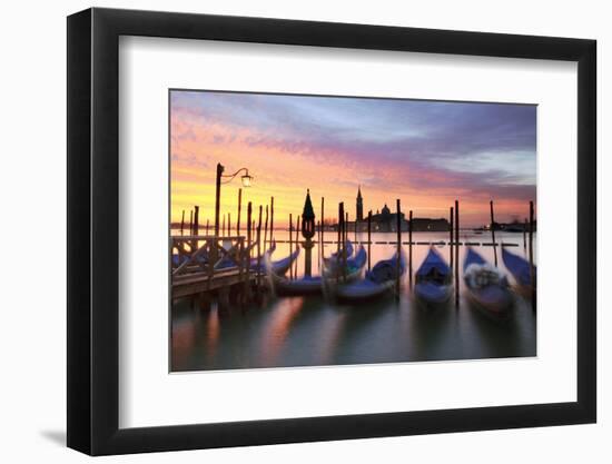 Italy, Venice. Gondolas Moored on Riva Degli Schiavoni at Sunrise-Matteo Colombo-Framed Photographic Print