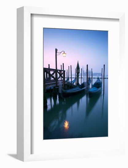 Italy, Venice. Gondolas Moored on Riva Degli Schiavoni at Sunrise-Matteo Colombo-Framed Photographic Print