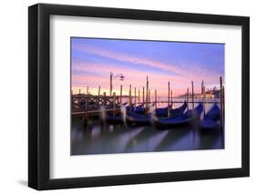 Italy, Venice. Gondolas Moored on Riva Degli Schiavoni at Sunrise-Matteo Colombo-Framed Photographic Print