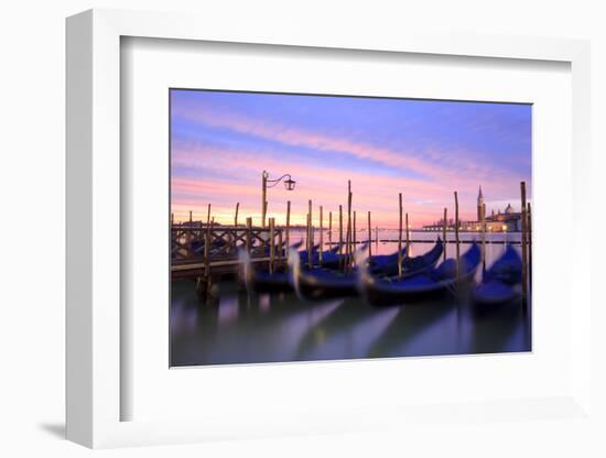 Italy, Venice. Gondolas Moored on Riva Degli Schiavoni at Sunrise-Matteo Colombo-Framed Photographic Print