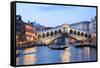 Italy, Venice. Grand Canal and Rialto Bridge-Matteo Colombo-Framed Stretched Canvas