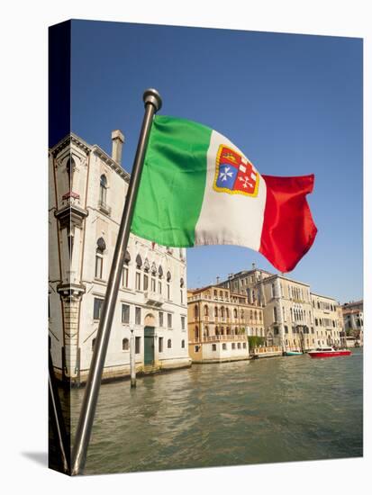 Italy, Venice, Italian flag with Naval ensign flying above Grand Canal.-Merrill Images-Stretched Canvas