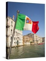 Italy, Venice, Italian flag with Naval ensign flying above Grand Canal.-Merrill Images-Stretched Canvas