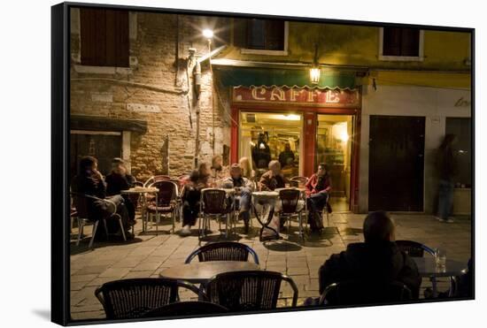 Italy, Venice, Night Cafe-John Ford-Framed Stretched Canvas