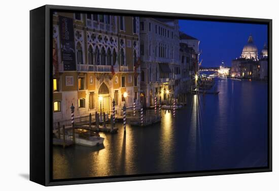Italy, Venice, View of the Grand Canal and the action on the Canal.-Terry Eggers-Framed Stretched Canvas