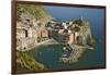 Italy, Vernazza. Overview of town and ocean-Jaynes Gallery-Framed Photographic Print