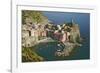 Italy, Vernazza. Overview of town and ocean-Jaynes Gallery-Framed Photographic Print