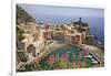 Italy, Vernazza. Overview of town and ocean.-Jaynes Gallery-Framed Photographic Print