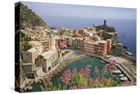 Italy, Vernazza. Overview of town and ocean.-Jaynes Gallery-Stretched Canvas