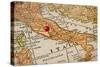 Italy Vintage 1920S Map (Printed In 1926 - Copyrights Expired) With A Red Pushpin On Rome-PixelsAway-Stretched Canvas