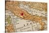 Italy Vintage 1920S Map (Printed In 1926 - Copyrights Expired) With A Red Pushpin On Rome-PixelsAway-Stretched Canvas