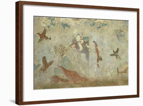 Italy, Viterbo Province, Tarquinia, Etruscan Necropolises, Tomba Della Caccia E Della Pesca Detail-null-Framed Giclee Print