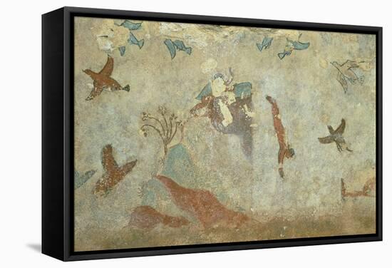 Italy, Viterbo Province, Tarquinia, Etruscan Necropolises, Tomba Della Caccia E Della Pesca Detail-null-Framed Stretched Canvas