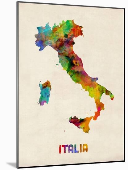 Italy Watercolor Map, Italia-Michael Tompsett-Mounted Art Print