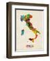 Italy Watercolor Map, Italia-Michael Tompsett-Framed Art Print