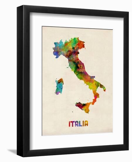 Italy Watercolor Map, Italia-Michael Tompsett-Framed Art Print