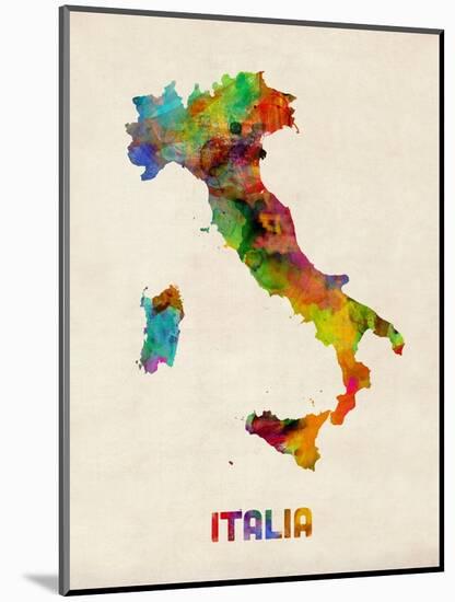 Italy Watercolor Map, Italia-Michael Tompsett-Mounted Art Print