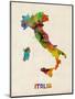 Italy Watercolor Map, Italia-Michael Tompsett-Mounted Art Print