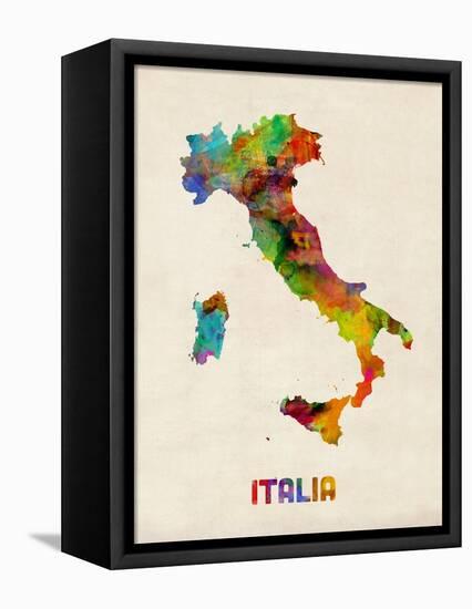 Italy Watercolor Map, Italia-Michael Tompsett-Framed Stretched Canvas
